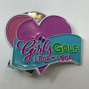 Girls Golf LPGA*USA Ball Cap Clip Accessory OS Teal & Pink New  White Enamel